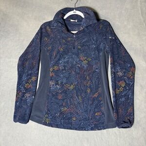 Columbia Womens Navy Blue Abstract Dotted Fleece Quarter Zip Pullover